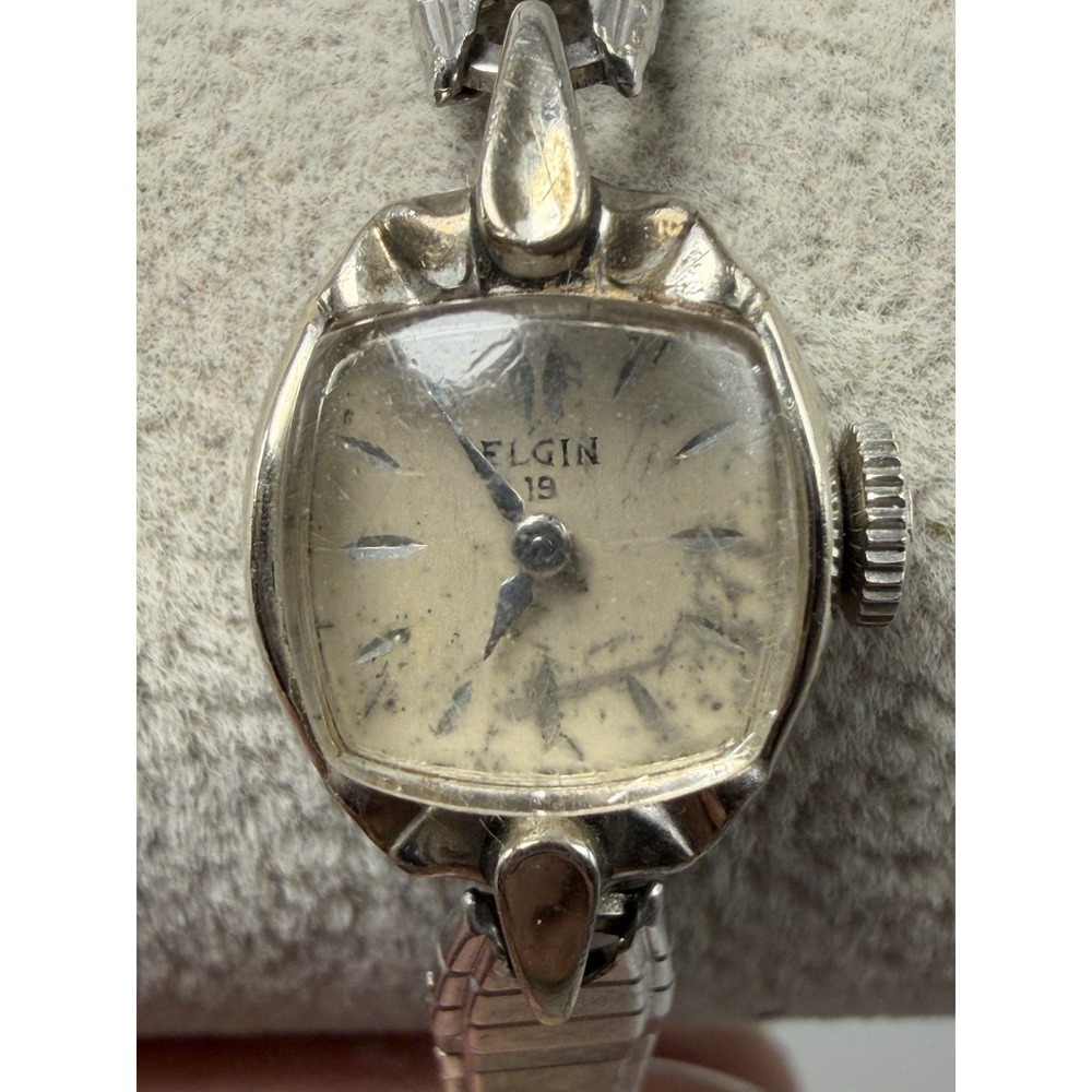 Elgin Manual Wind Works Ladies Watch 14MM 6.25" 10K Gold Plated Vintage Cocktail